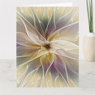 Blumige Fantasie Gold Aubergine Abstrakte Fraktal  Dankeskarte