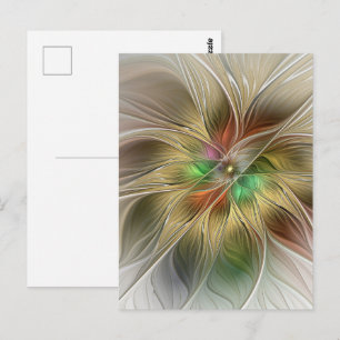 Blumige Fantasie mit modernem abstraktem Gold-Frak Postkarte
