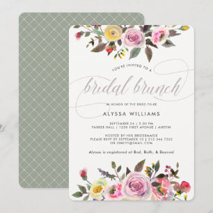 Blumige Fantasie Moderner Wasserfarben-Bridal-Br Einladung