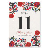 Blumige Farbige Botanische Blumen Spanische Hochze Tischnummer (Vorderseite)