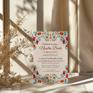 Blumige Farbige Elegante Spanische Hochzeit Einladung