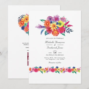 Blumige Fiesta QR Code RSVP Hochzeit Einladung