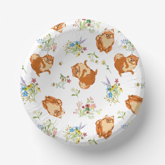 Blumige flauschige Hundeparty Pappteller (Vorderseite)