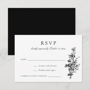 Blumige französische Vintage-Toile-Hochzeits-RSVP Einladung