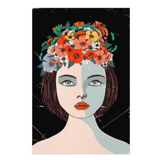 Blumige Frau Fotodruck (Vorne)