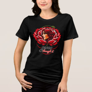 Blumige Frauen-Silhouette Botanische Kunst Tri-Blend Shirt