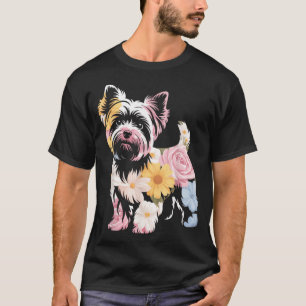 Blumige Frauen Süße Yorkie Hundemutter T-Shirt