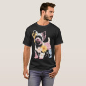 Blumige Frauen Süße Yorkie Hundemutter T-Shirt (Vorne ganz)