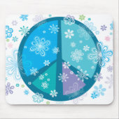 Blumige Friedenszeichen-Mausunterlage Mousepad (Vorne)