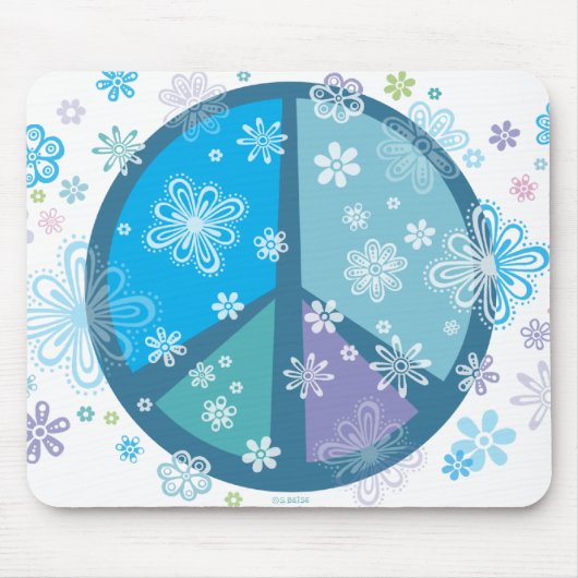 Blumige Friedenszeichen-Mausunterlage Mousepad (Vorne)