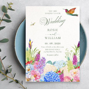 Blumige Gartenhochzeit in Blüte Einladung