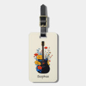 Blumige Gitarrenkunst Gepäckanhänger (Vorderseite vertikal)