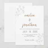 Blumige Grüne Hochzeit Einladung (Vorne/Hinten)