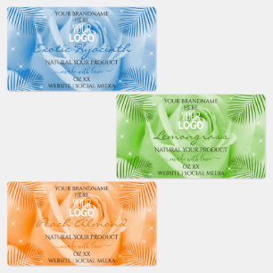 Blumige hellblaue grüne orange Produktetiketten Lo Etiketten