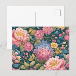 Blumige Helle Farbige Blumen Postkarte