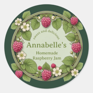 Blumige Himbeer-Marmelade Runder Aufkleber
