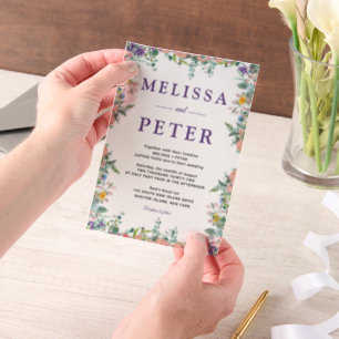 Blumige Hochzeit Pergament Einladungen