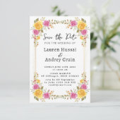 Blumige Hochzeit Save the Date Einladung (Stehend Vorderseite)