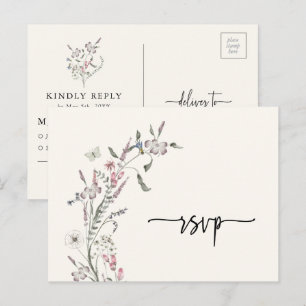 Blumige Hochzeits-RSVP-Postkarte Postkarte