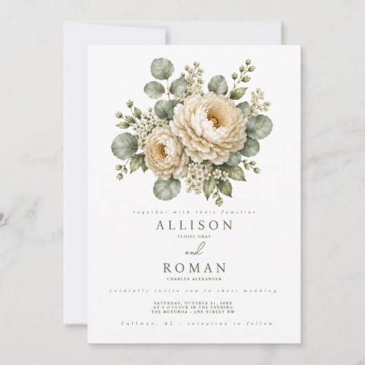 Blumige Hochzeitseinladung (Vorderseite)