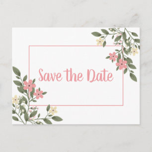 Blumige Hochzeitseinladung zur Verlobung in Rosa Postkarte