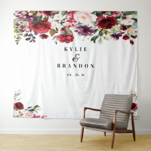 Blumige Hochzeitskulisse, Fotobox-Schild Wandteppich