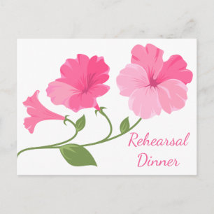 Blumige Hochzeitsprobe-Dinner Rosa Blumen Postkarte