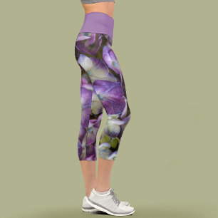 Blumige Hortensie Lila Botanisch Chic Capri Leggings