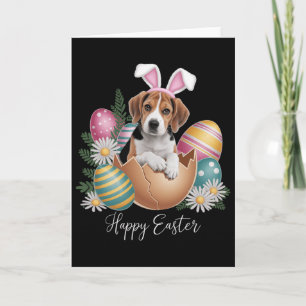 Blumige Hunde Ostertag Süßer Beagle Hund Welpe Glü Karte