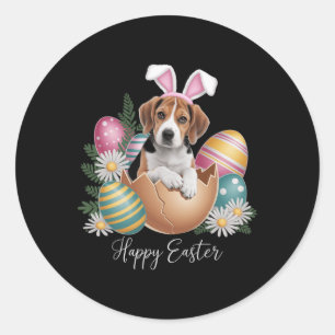 Blumige Hunde Ostertag Süßer Beagle Hund Welpe Glü Runder Aufkleber