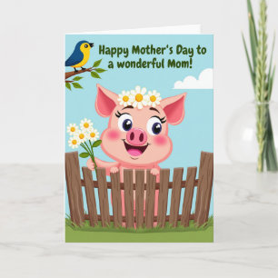 Blumige Karte zum Muttertag für Schweinchen