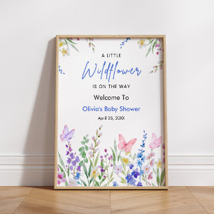 Blumige kleine Wildblumen-Baby-Party-Begrüßung Poster