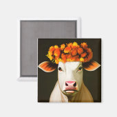 Blumige Kuh Magnet (Vorderseite/Rückseite)