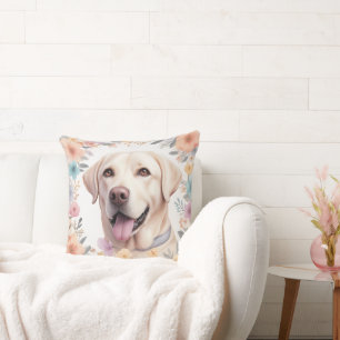 Blumige Labradoodle-Illustration mit skurrilem Cha Kissen