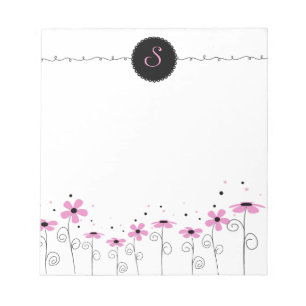 Blumige Launen individuell gestaltetes Monogramm-N Notizblock