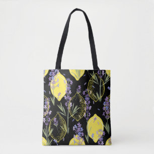 Blumige Lavendel-Limonen Vintage-Illustration Tasche