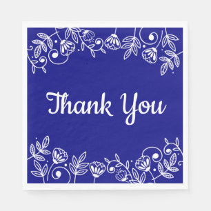 Blumige Liebe Navy Florale Elegante Hochzeits-Dank Serviette