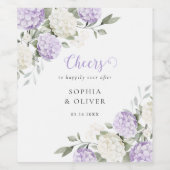 Blumige lila Hydrangea Grünzeug Hochzeit  Weinetikett (Einzelnes Label)