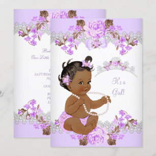 Blumige lila Prinzessin Baby Shower Ethnische Mädc Einladung