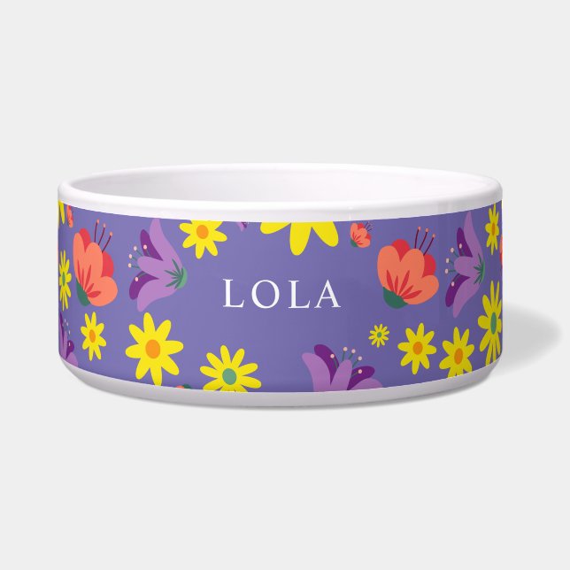 Blumige lila Schale Napf (Vorderseite)