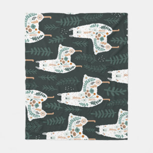 Blumige Llamas Cute Vintage-Textur Fleecedecke
