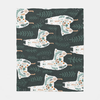 Blumige Llamas Cute Vintage-Textur Fleecedecke