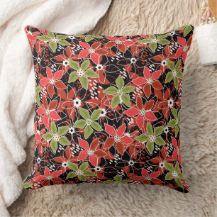 Blumige mehrfarbige Skizze Retro-Herbst Kissen