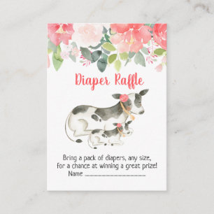 Blumige Milchkuh-Baby-Shower-Windel-Raffle-Karten Begleitkarte