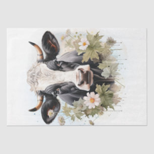 Blumige Milchkuh Holstein Friesian Aquarell Seidenpapier