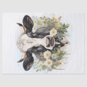 Blumige Milchkuh Holstein Friesian Aquarell Seidenpapier