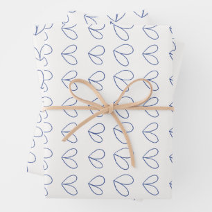 Blumige Mischung in Blau umrandet Geschenkpapier Set