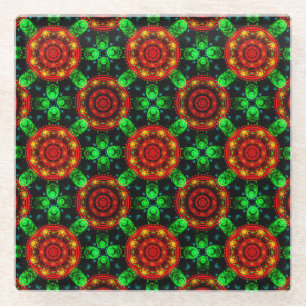 Blumige moderne Boho elegante abstrakte Muster #50 Glasuntersetzer