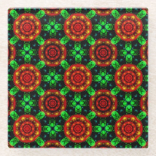 Blumige moderne Boho elegante abstrakte Muster #50 Glasuntersetzer (Vorderseite)