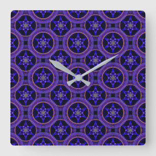 Blumige moderne Boho elegante abstrakte Muster #50 Quadratische Wanduhr